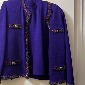 St. John’s purple sweater shell and zip down sweater.
